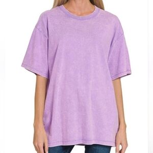 New Zenana Lavender Washed Cotton Top
